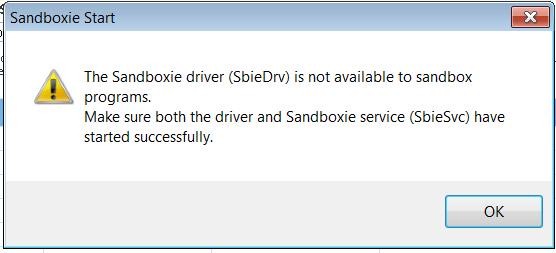 The sandboxie driver sbiedrv is not available что делать